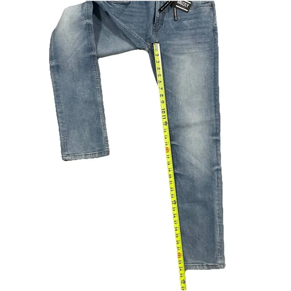 NWT‎  Grizzly Griptape Blue Jeans Med. Wash Straight Fit Stretch Sz. 31x34